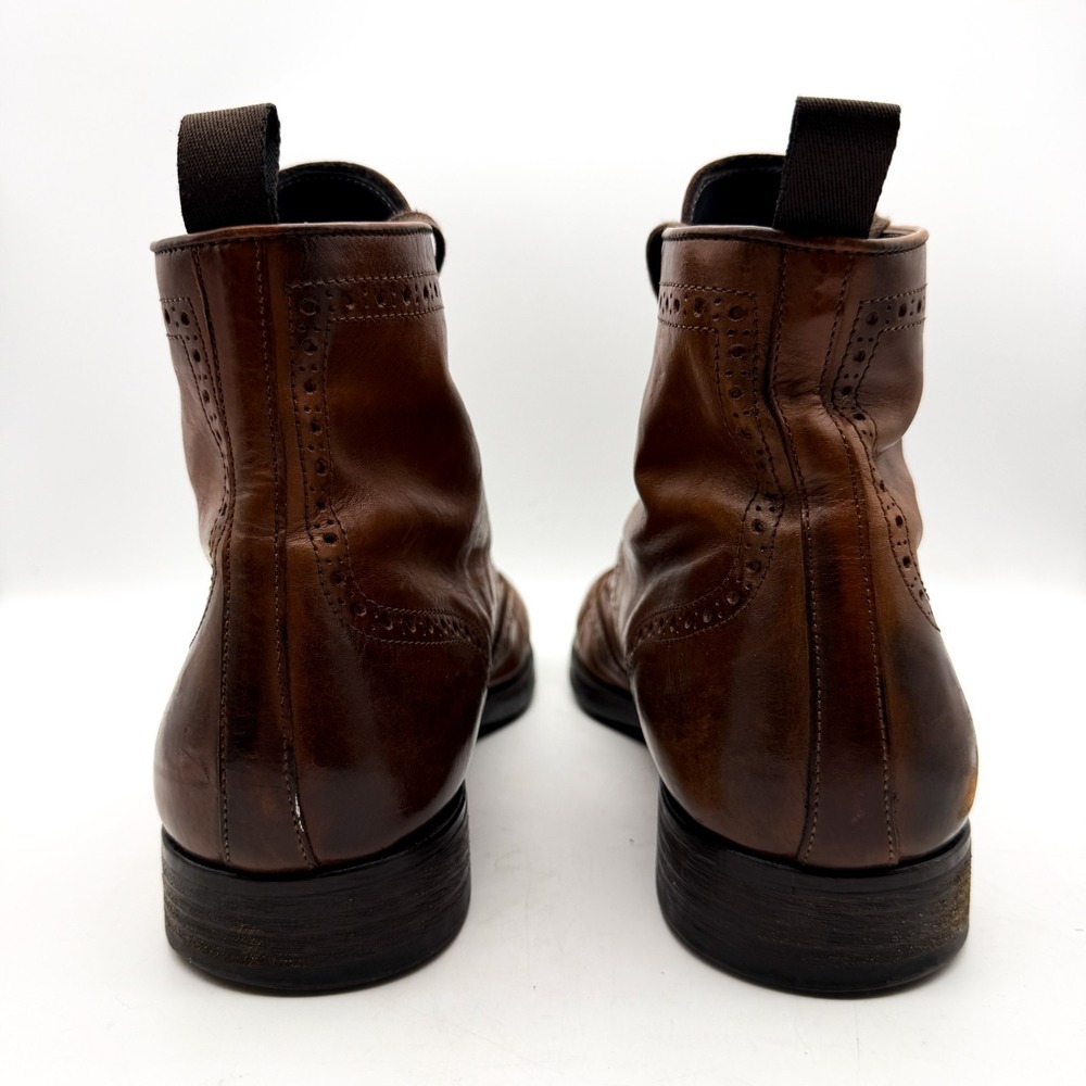 TO BOOT NEW YORK Ankle Boots Shoes Ombre Brown Wingtip Leather ITALY Size 10.5 - Picture 8 of 10
